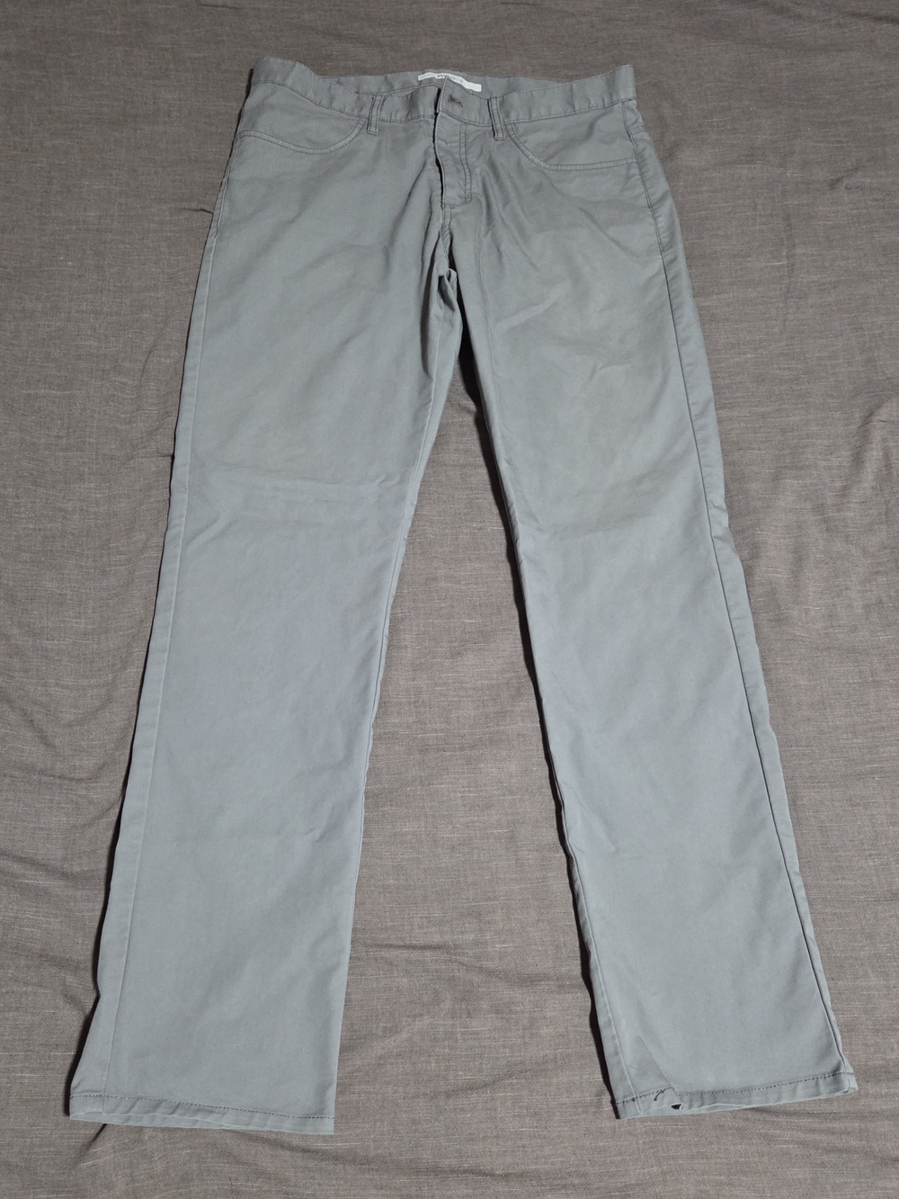 Perry Ellis Portfolio Men’s Gray Slim Fit Twill Straight Leg Casual Pants 33